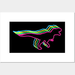 Tyranosaurus 80s Neon Posters and Art